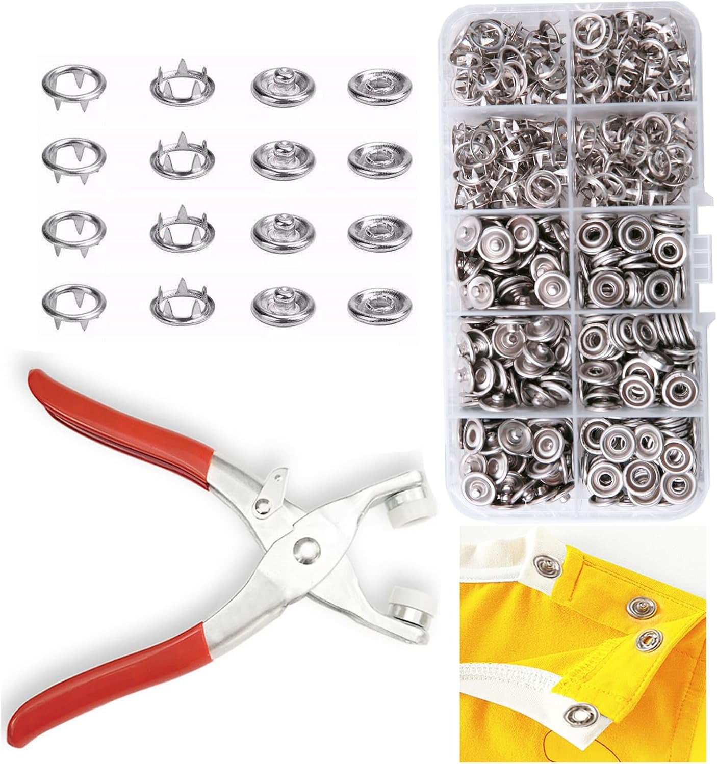 Metal Snaps Buttons with Fastener Pliers Press Tool Kit