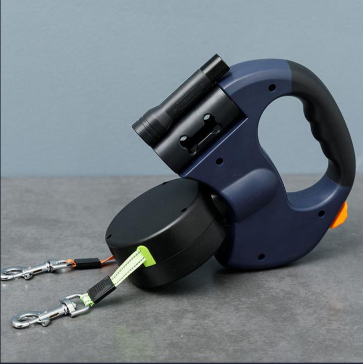 Dual Pet Leash Retractable Reflective Lead 360 Swivel Design