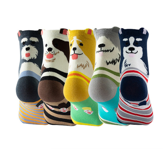 Dog Ear Puppy Animal Face Socks 5 Pairs