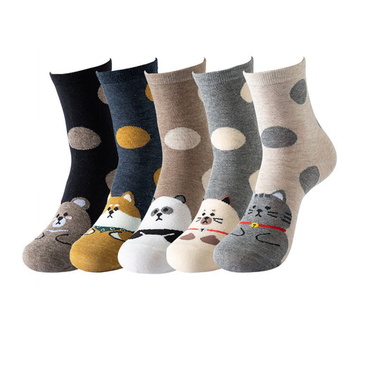 Christmas Santa Snowman Animal Face Socks 5 Pairs