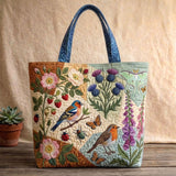 Wildflower Bird Handmade Tote Bag