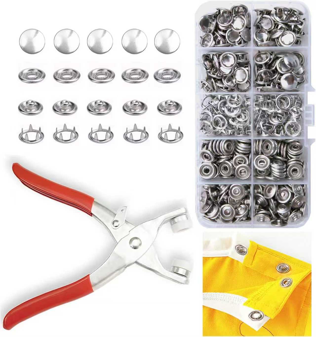 Metal Snaps Buttons with Fastener Pliers Press Tool Kit