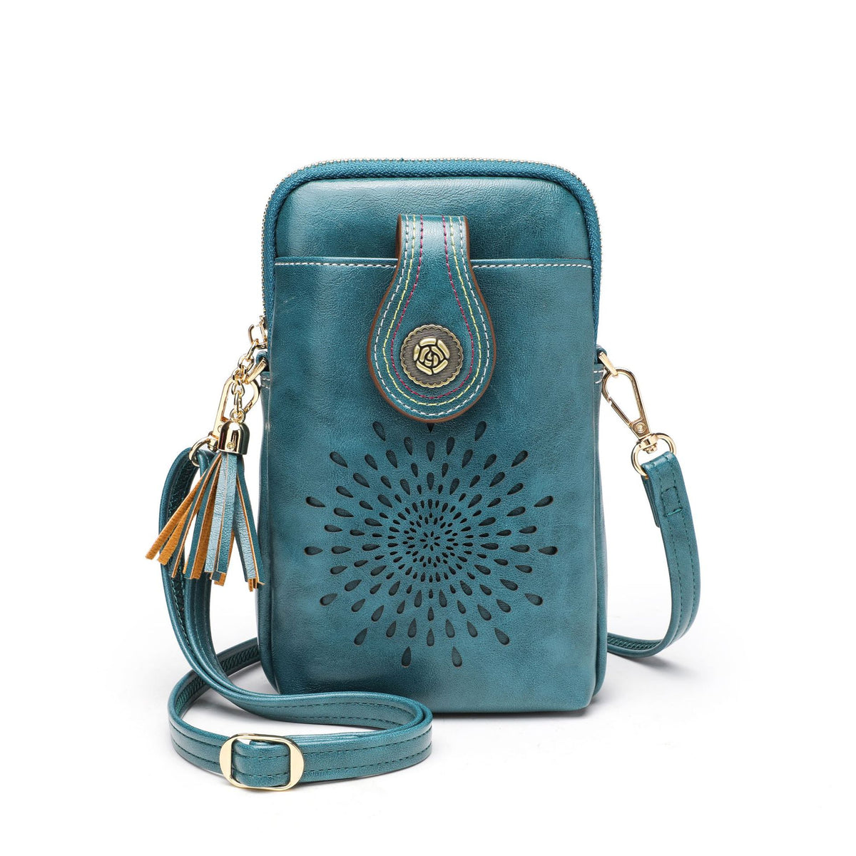 PU Small Openwork Carving Lightweight Crossbody Phone Bag
