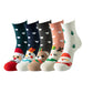 Christmas Santa Snowman Animal Face Socks 5 Pairs
