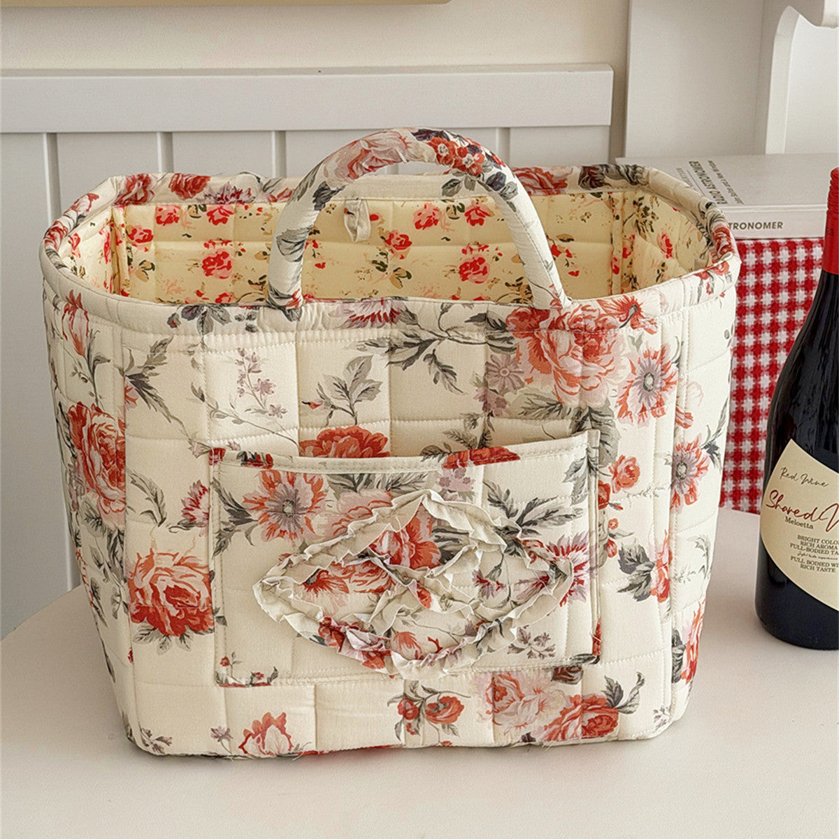Large Capacity Floral Interior Storage Basket