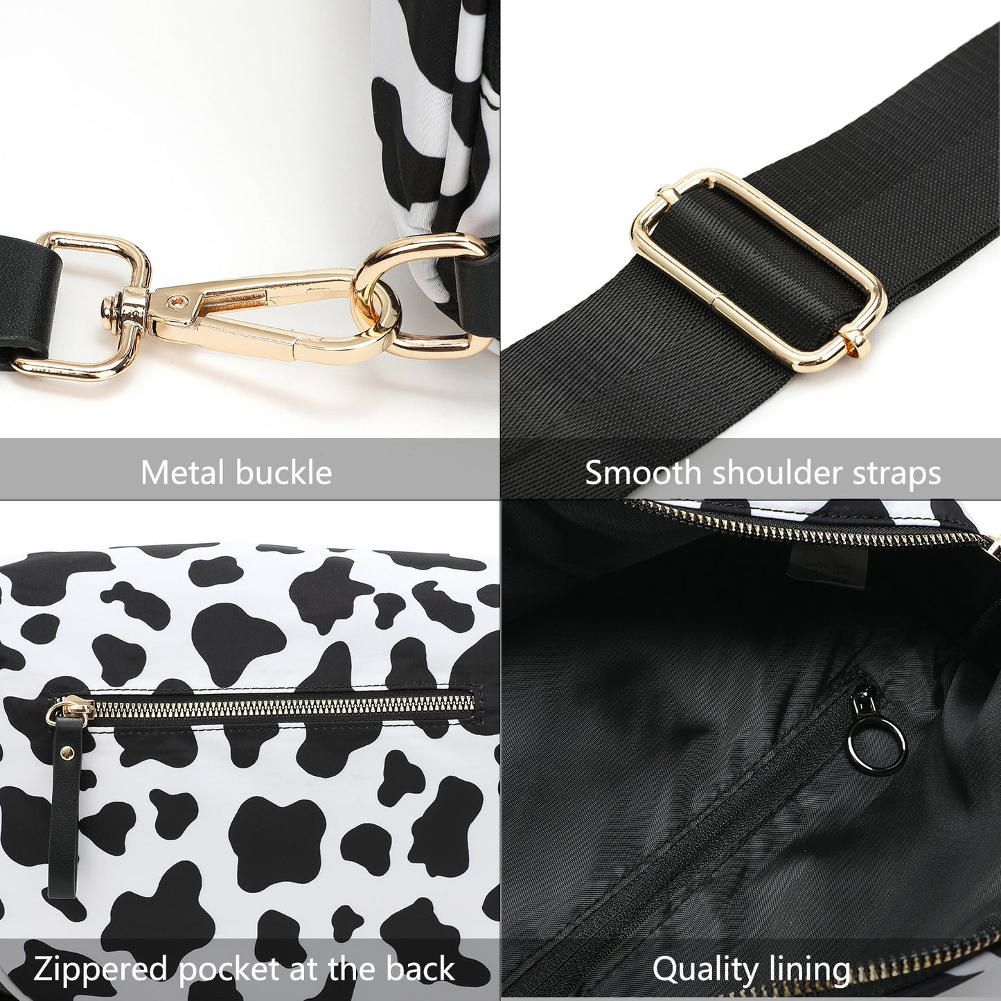 Plus Size Checkered Nylon Crossbody Bum Bag