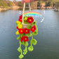 Crochet Strawberry Hanging Plant for Car Air Freshener