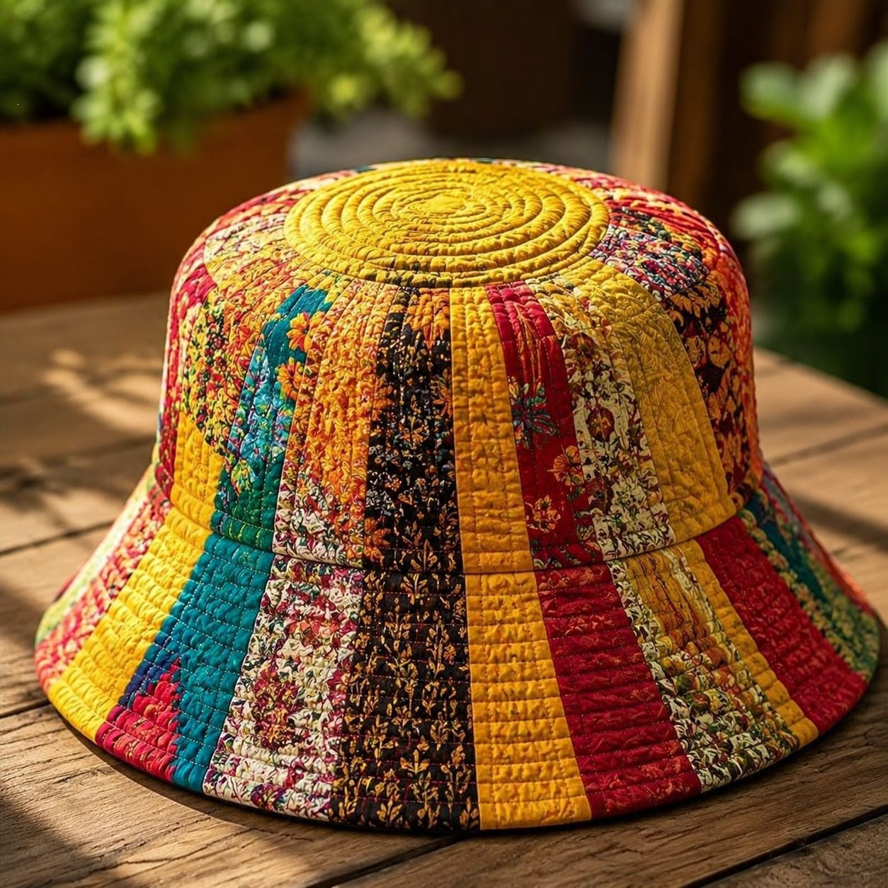 Colorful Patchwork Floral Quilted Bucket Hat