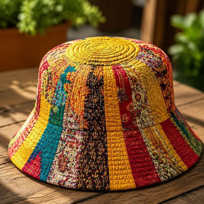 Colorful Patchwork Floral Quilted Bucket Hat