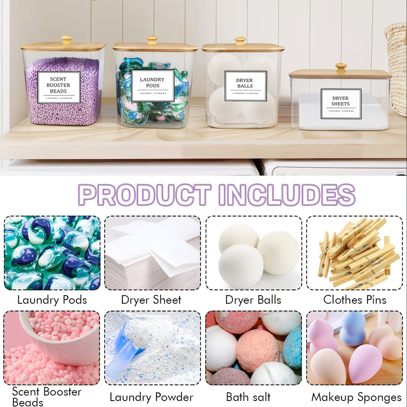 Clear Laundry Room Storage Pods Container