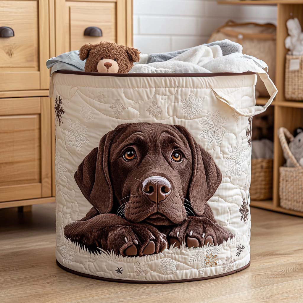 Chocolate Labrador Quilted Laundry Basket