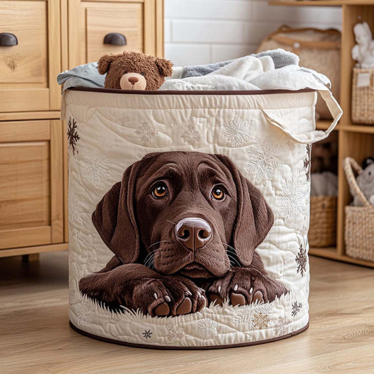 Chocolate Labrador Quilted Laundry Basket