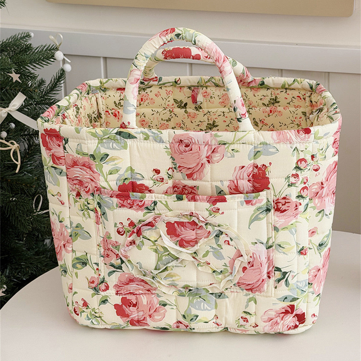 Large Capacity Floral Interior Storage Basket