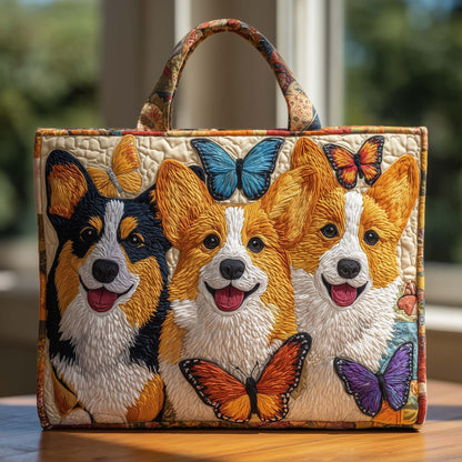 Corgi & Butterfly Handmade Tote Bag