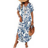 V Neck Slit Casual Beach Dress