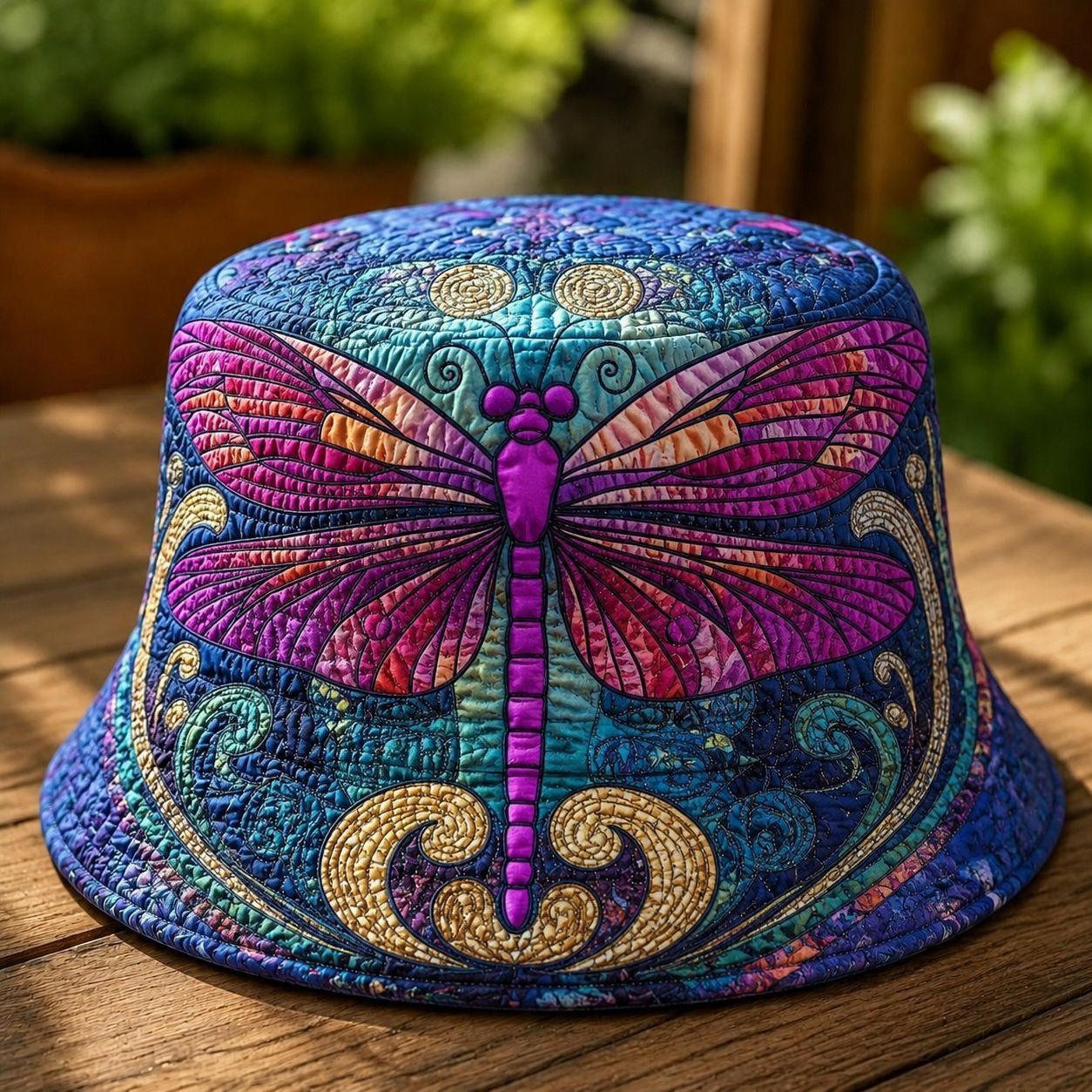 Colorful Art Dragonfly Quilted Bucket Hat
