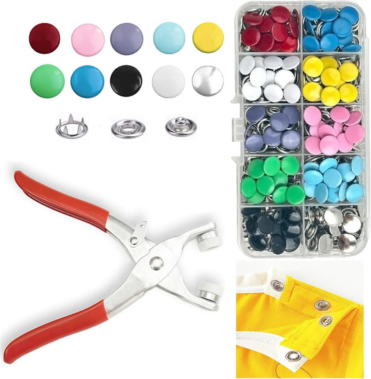 Metal Snaps Buttons with Fastener Pliers Press Tool Kit