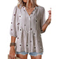 Boho Floral Button Down V Neck Blouses Shirts