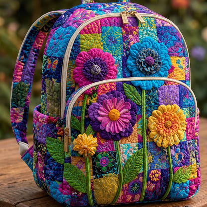 Colorful Patchwork Floral Quilted Backpack