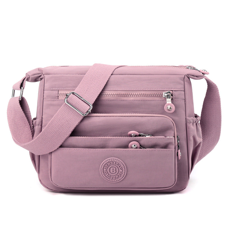 Nylon Lightweight Single Shoulder Bag with Multiple Pockets