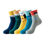 Cartoon Cat Animal Face Socks 5 Pairs