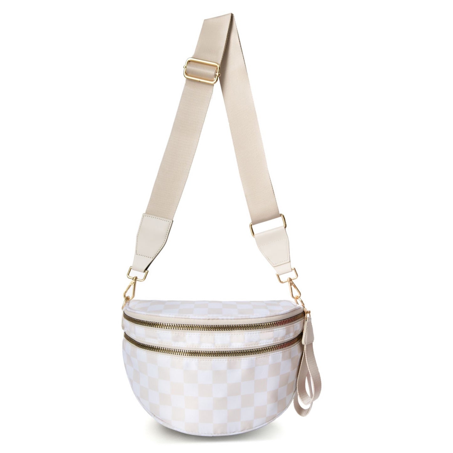 Plus Size Checkered Nylon Crossbody Bum Bag