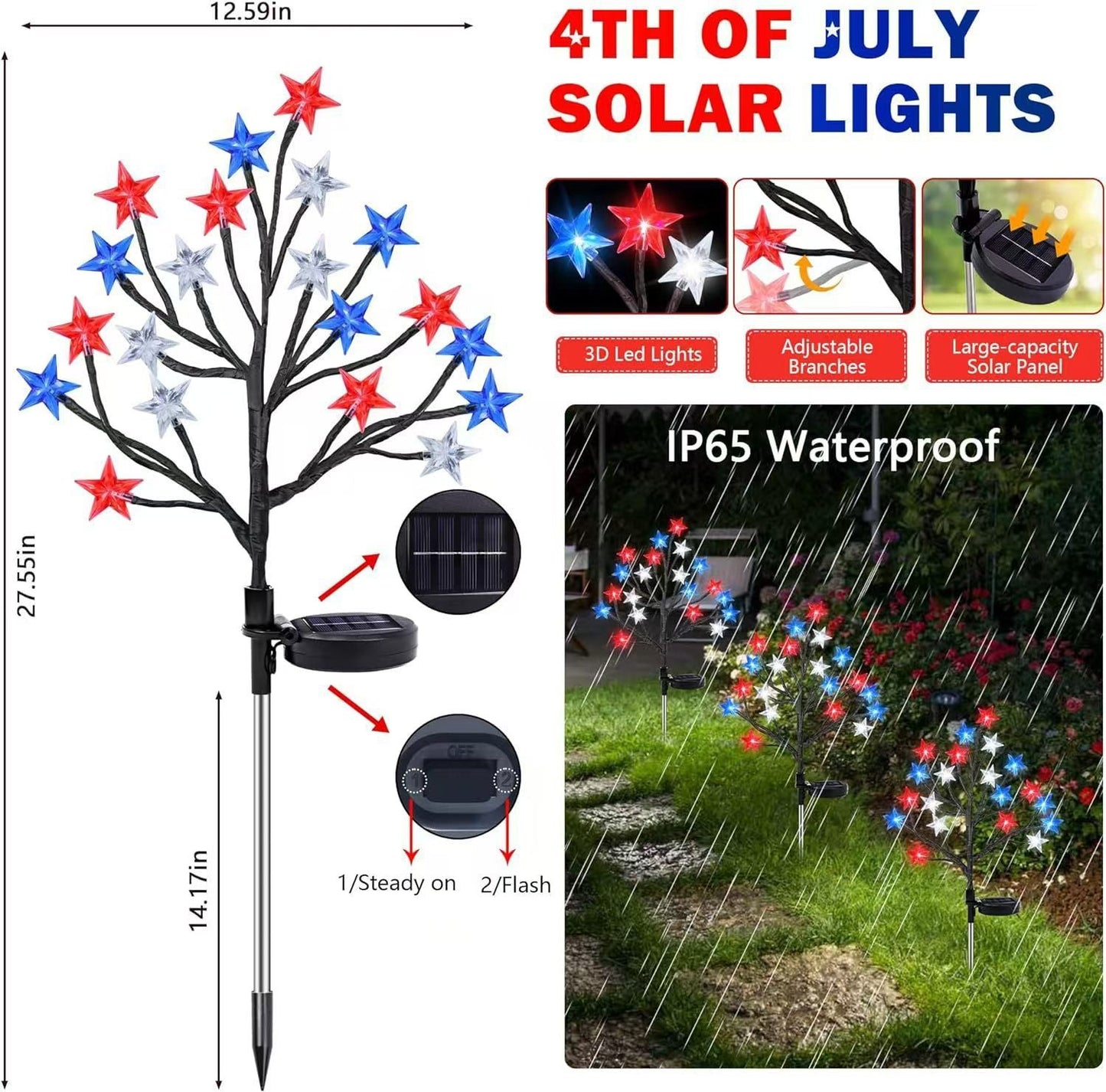 Solar 4th of July Stake Lights
