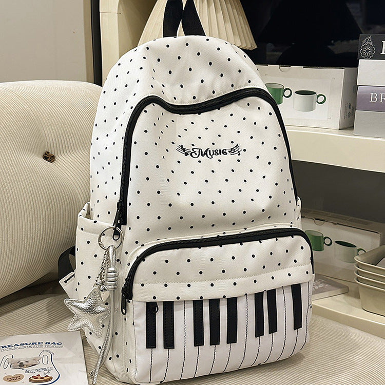 Piano Backpack – Whimsical Polka Dot Music Daypack