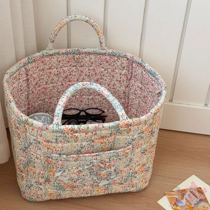 Large Capacity Floral Interior Storage Basket