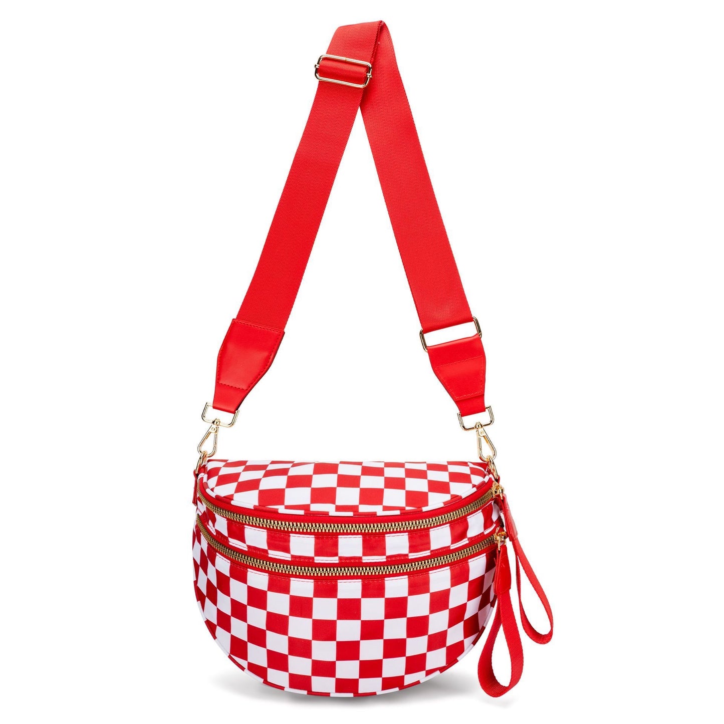 Plus Size Checkered Nylon Crossbody Bum Bag