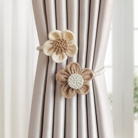 Twisted Boho Flower Curtain Tiebacks for Curtains