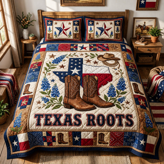 Texas Cowboy Boots Quilted Bedding Set