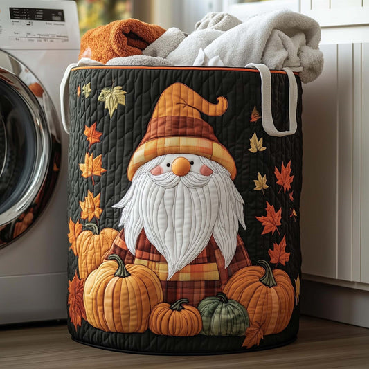 Plaid Gnome Pumpkin Maple Leaf Quilted Laundry Basket