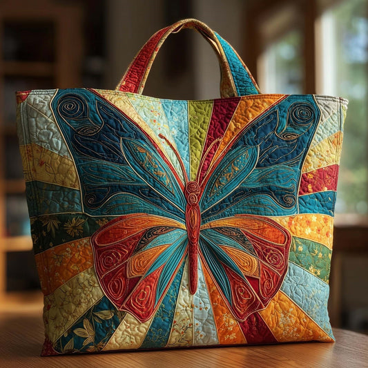 Rainbow Butterfly Handmade Tote Bag