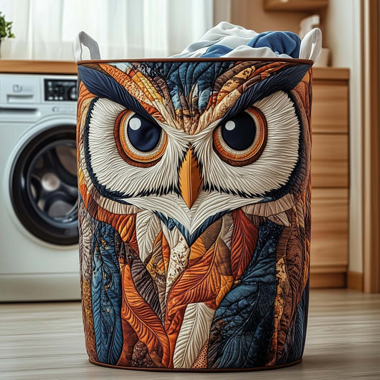 Patchwork Owl Quilted Laundry Basket