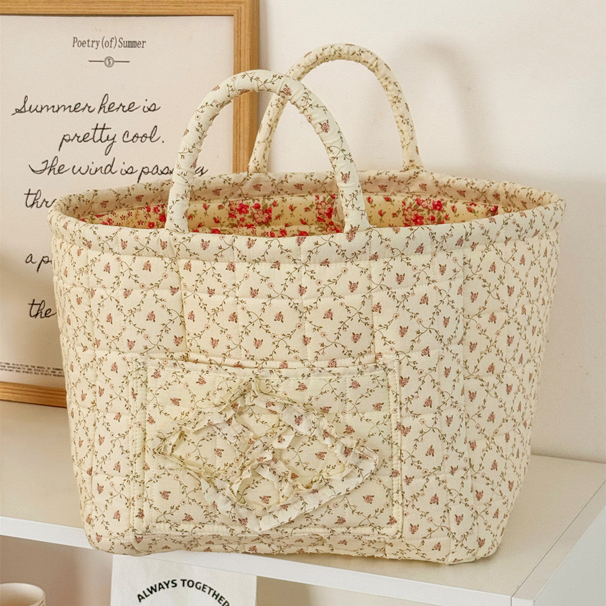 Large Capacity Floral Interior Storage Basket