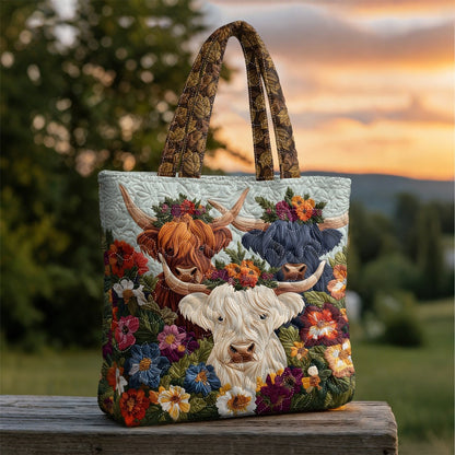 Highland and Flowers Handmade Tote Bag