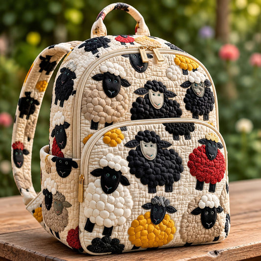 Farm Sheep Patchwork Quilted Backpack