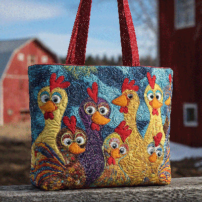 Bohemian Chicken Quilted Tote Bag