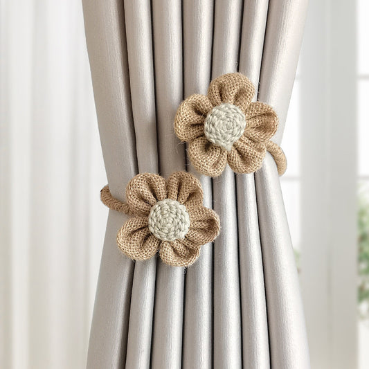 Twisted Boho Flower Curtain Tiebacks for Curtains