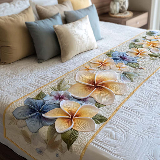 Plumeria Garden Quilted Bed Runner