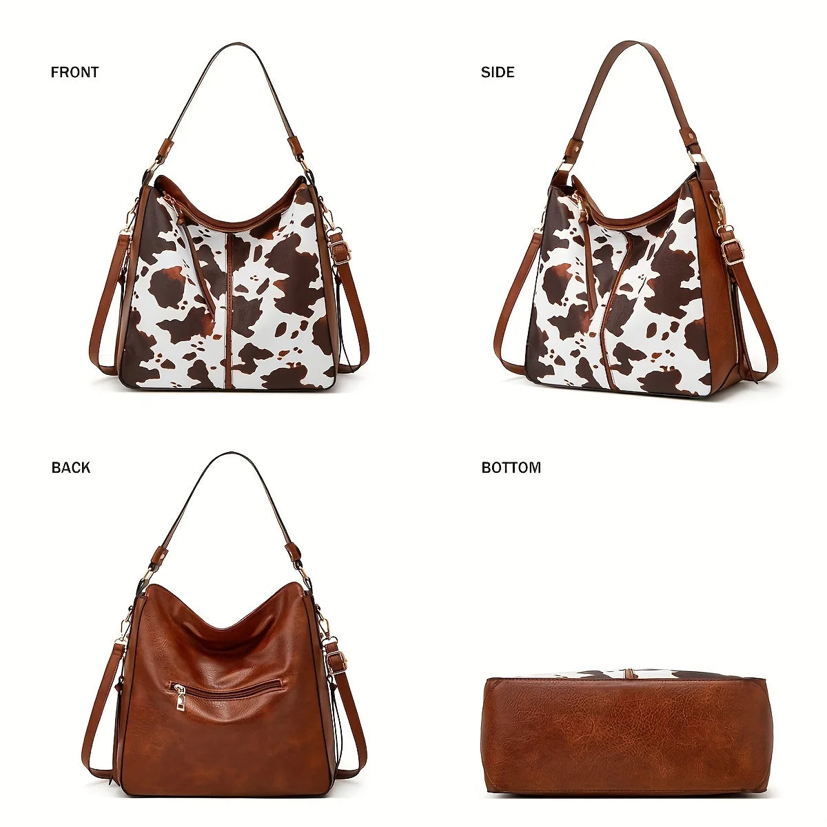 Luxury Leather Print Hobo Anti-theft Handbag