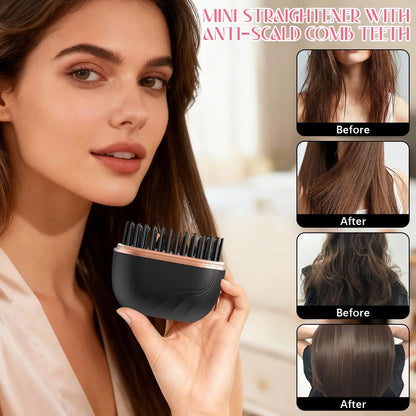 Mini Portable Steam Hair Straightener Brush