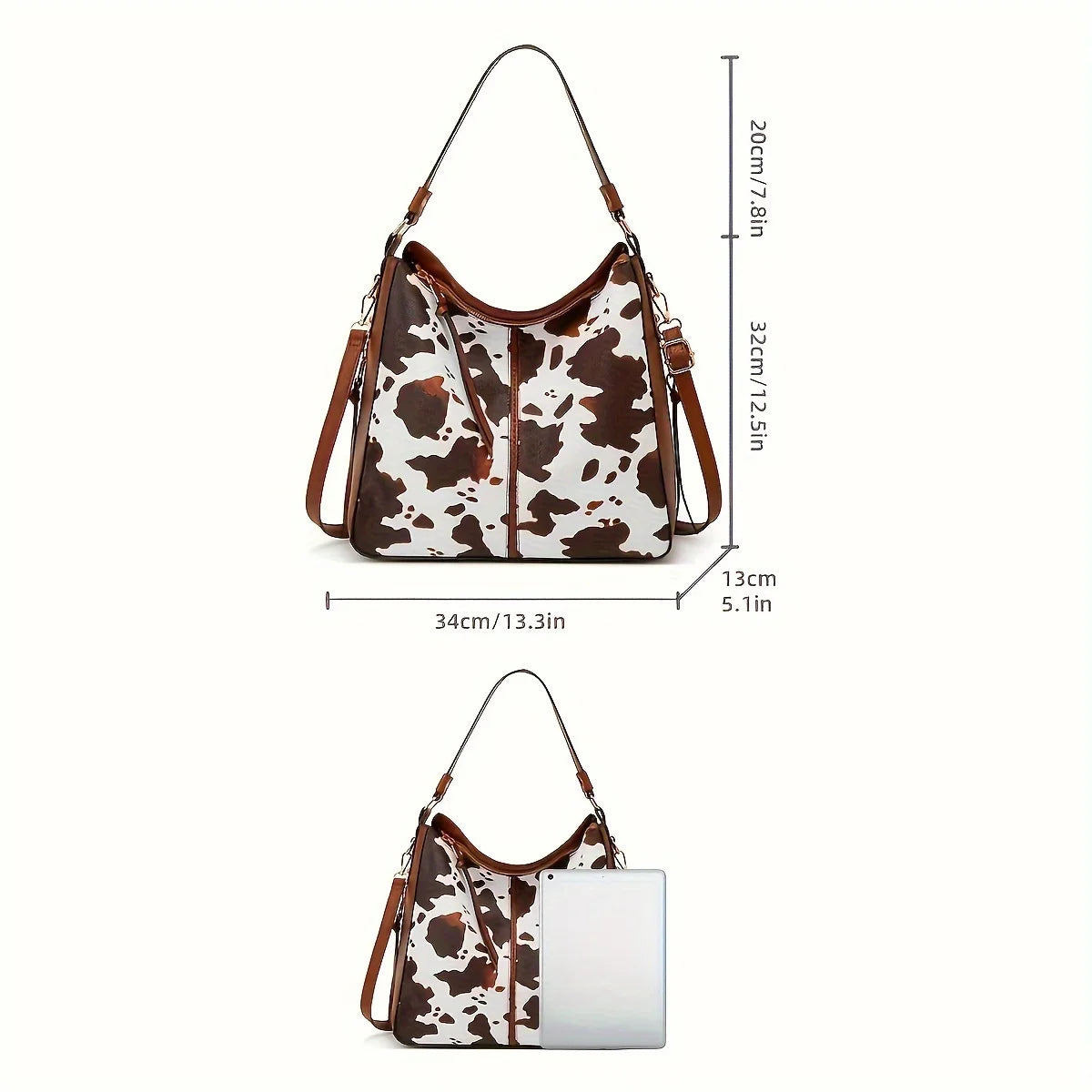 Luxury Leather Print Hobo Anti-theft Handbag