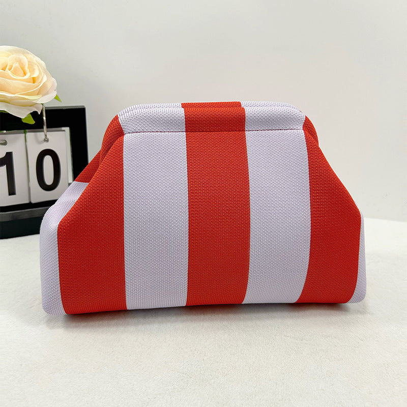 Women‘s Striped Diamond Dot Cloud Handbag