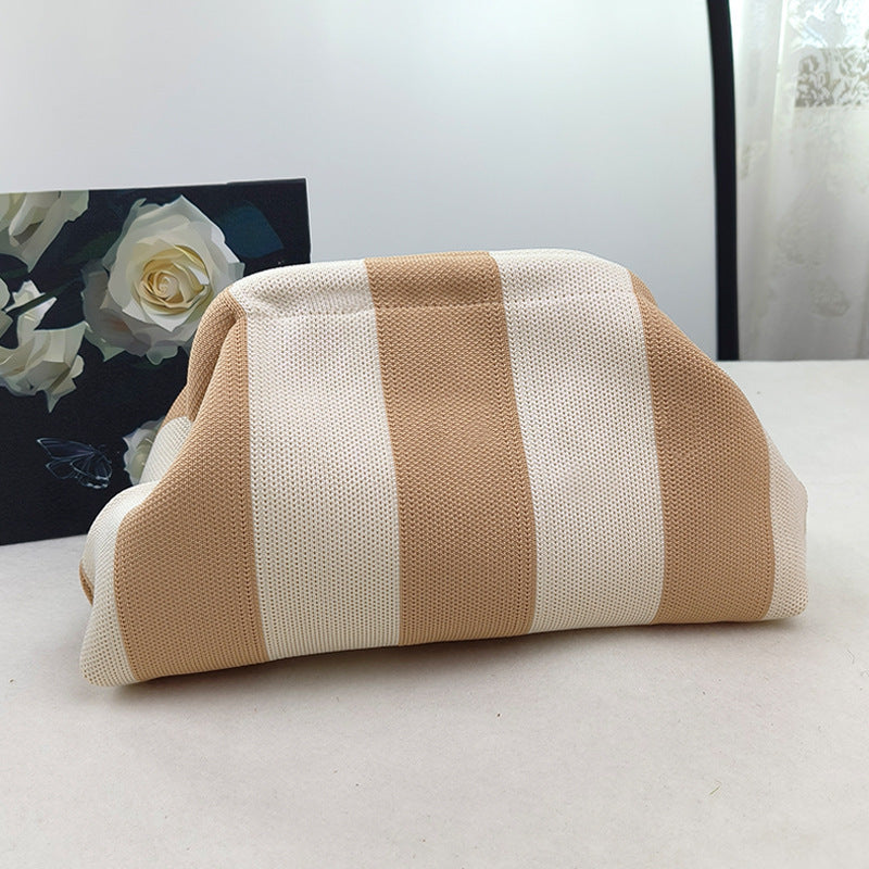 Women‘s Striped Diamond Dot Cloud Handbag