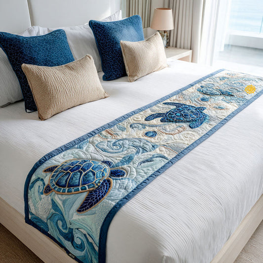 Seashell Journey Quilted Bed Runner