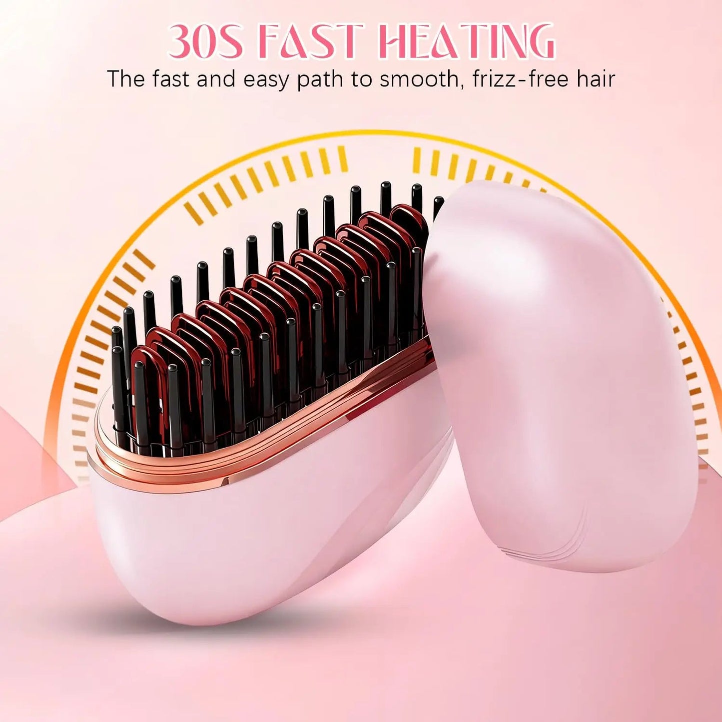 Mini Portable Steam Hair Straightener Brush