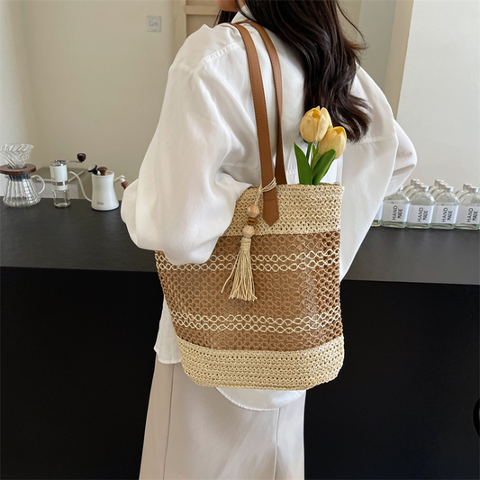 Straw Beach Woven Tote Bag