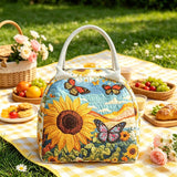 Sunflower and Butterfly Quilted Lunch Bag